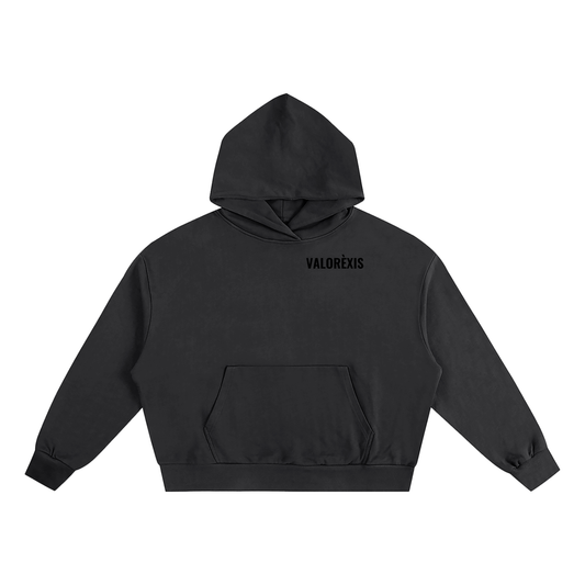 VALORÈXIS BOXY HOODIE - BLACK